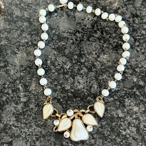 Trifari Gold and White Leaf Necklace